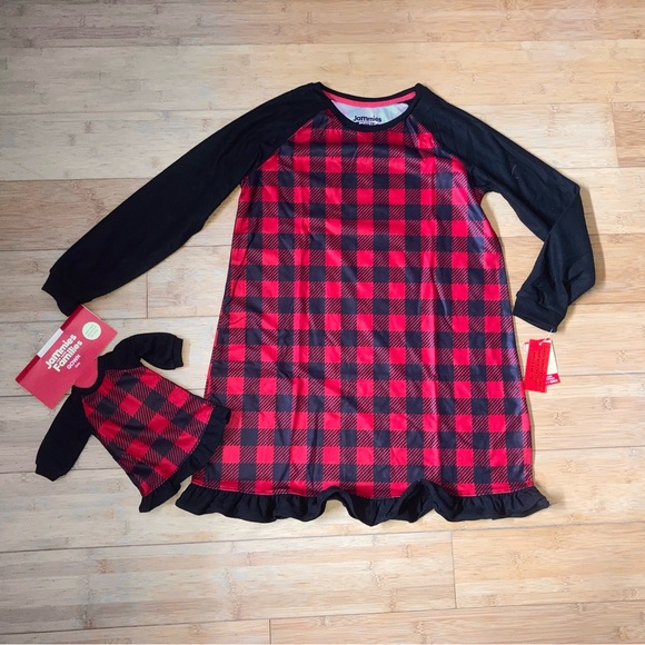 NWT Girls Size 10-12 Plaid Holiday Christmas Nightgown Pjs w/ Doll Pajamas - Picture 1 of 2